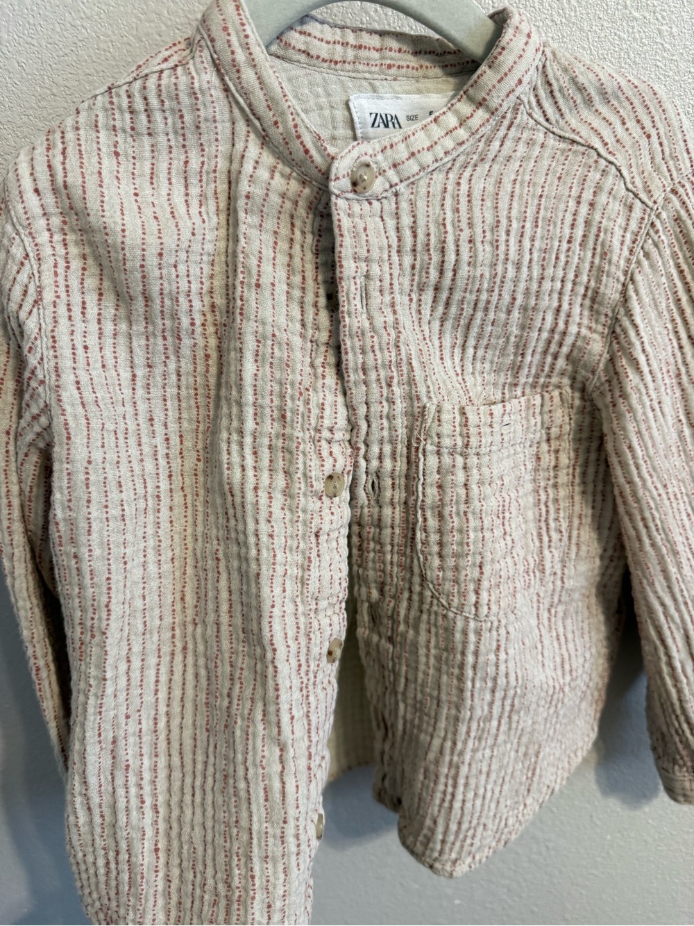 ZARA Cream Top with Rust-Red Stitching